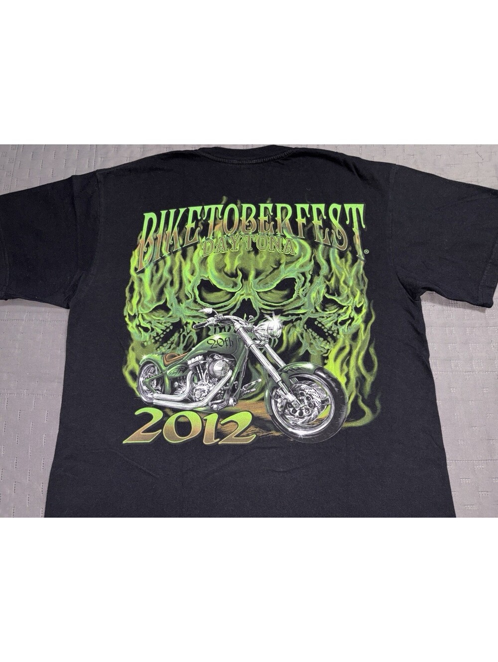 2012 Daytona Biketoberfest T Shirt Mens M Black Motorcycle Skull Flames Biker